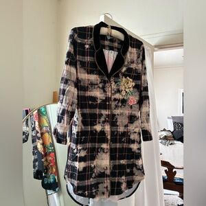 Aratta plaid and floral leopard dress